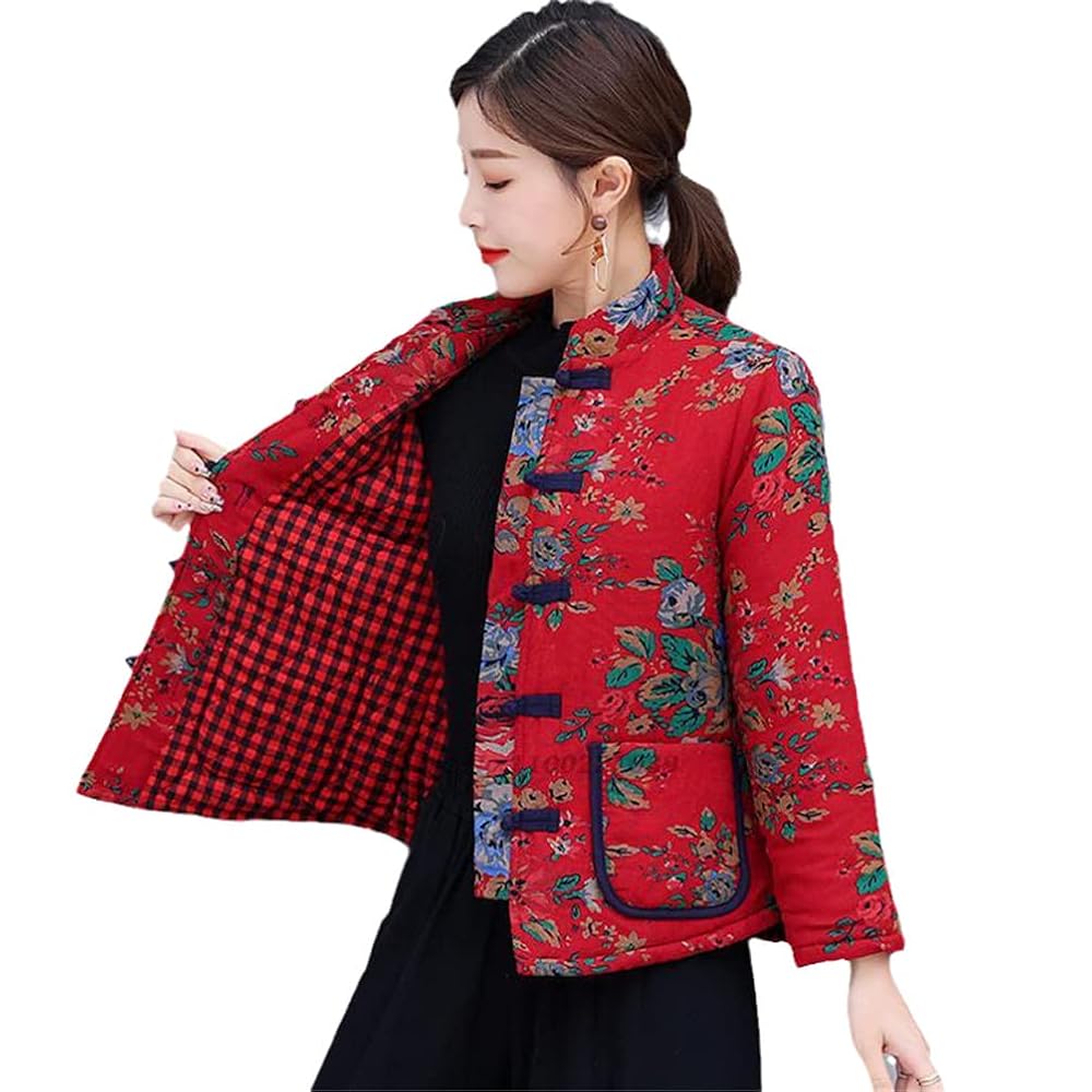 美品 roku dahl’ia SATIN CHINA MOTIF JACKET Chinese Style Winter Long-Sleeved Casual Solid Color